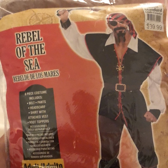 Rebel of the sea men’s costume one size fits most - Picture 2 of 3